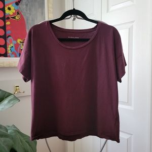 Everlane Cotton Box-Cut Tee - Maroon